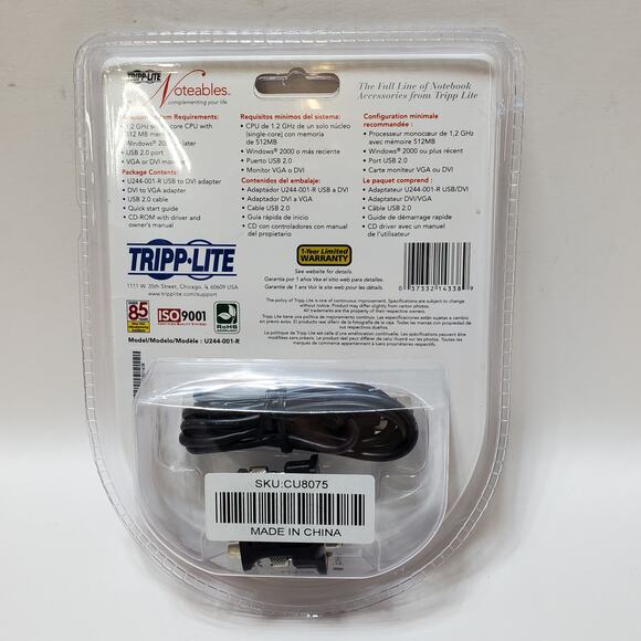 Tripp-Lite Adapter Notables USB to DVI/VGA 512 MB Memory New - Picture 2 of 15